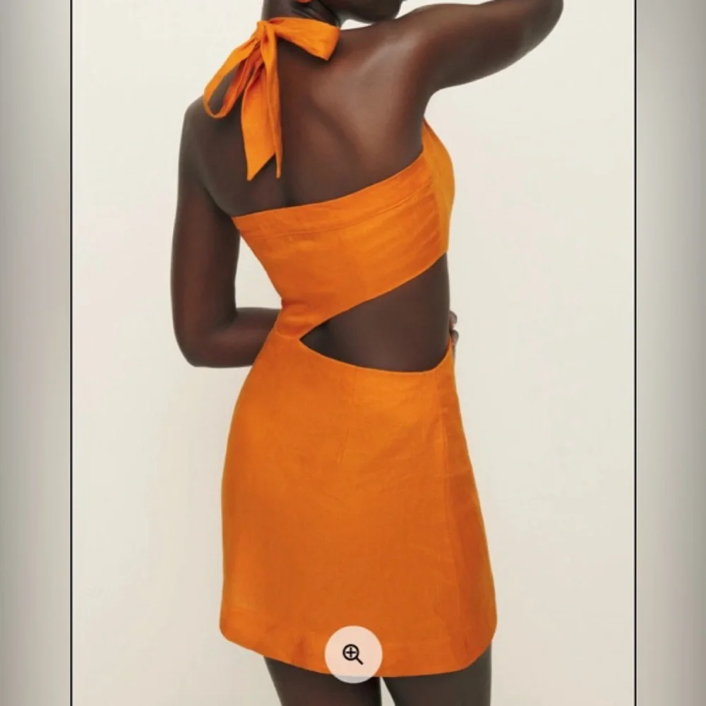 Reformation Valli Linen Cut Out Halter Mini White Dress - Picture 3 of 7